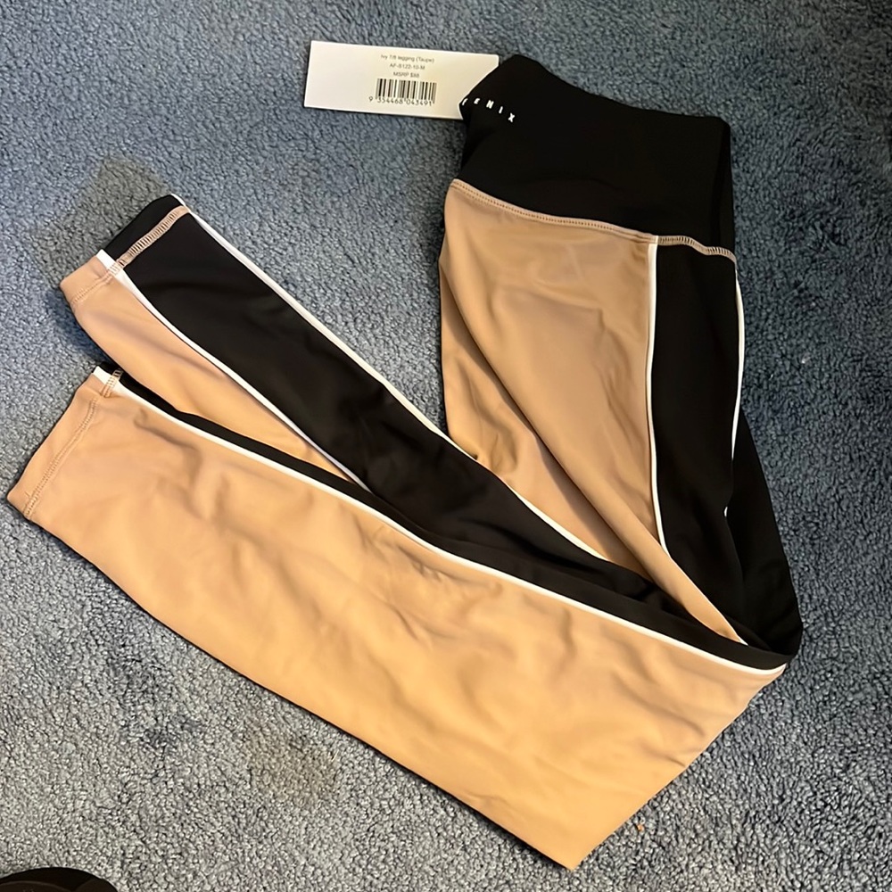 NWT Allfenix 7/8 taupe/black leggings